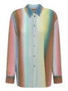 Paul Smith Silk Multi-colored Gradient Top With Classic Collar In Multicolor