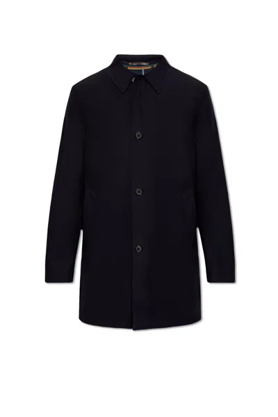 Paul Smith Wool Coat In Blu Navy