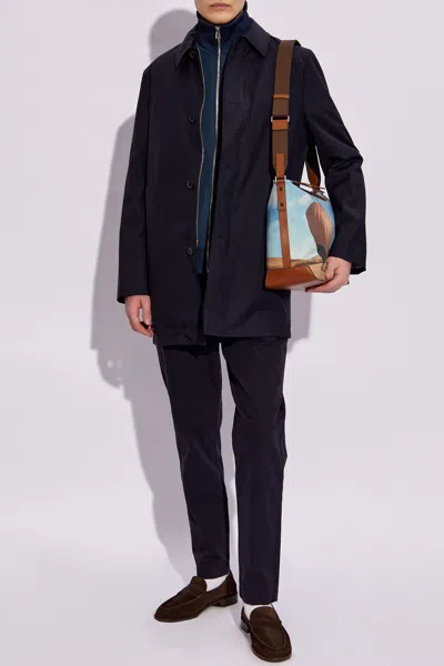 Paul Smith Short Coat With Detachable Lining In Navy Blue