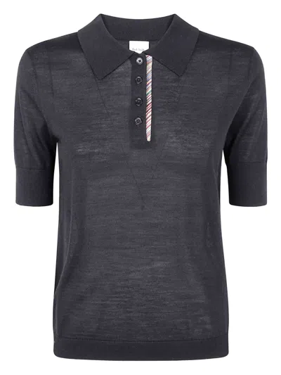 Paul Smith Short-sleeve Buttoned Polo Shirt In Blue