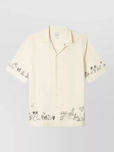 Paul Smith Mens Short Sleeves Regular Fit Shirt With Embroideredy In Neutral