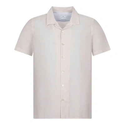 Paul Smith Short Sleeve Camp Collar Shirt In Neturals