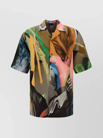 Paul Smith Short Sleeve Graphic Print Shirt In Multi