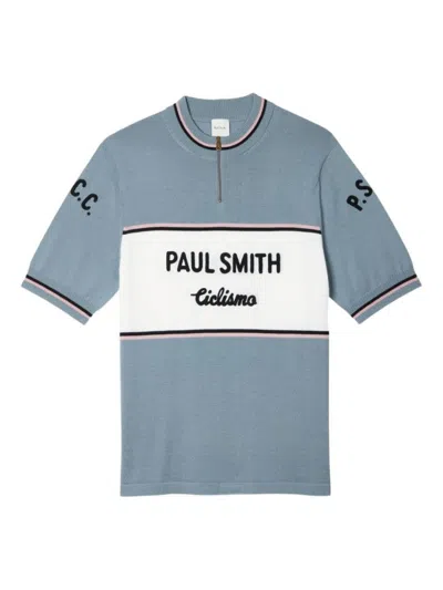 PAUL SMITH SHORT-SLEEVE KNIT SWEATER WITH STRIPED DETAIL