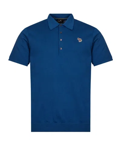 Paul Smith Short-sleeve Knitted Polo Shirt In Blue