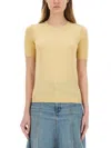 Paul Smith Womens Knitted Short Sleeves Top Crewneck In Yellow