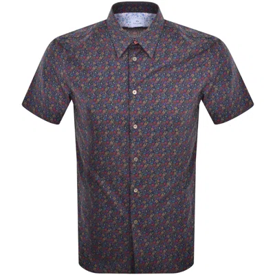 Paul Smith Short Sleeve Tailored Fit Shirt Navy In Blue
