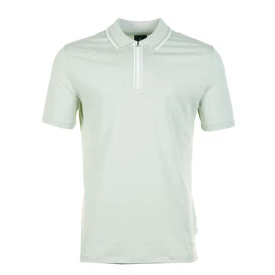 Paul Smith Short Sleeve Zip Front Polo Green In Blue