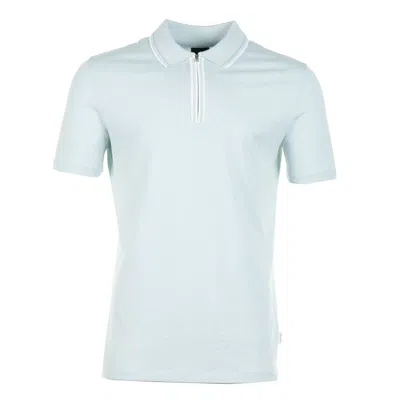 Paul Smith Short Sleeve Zip Front Polo Light Blue