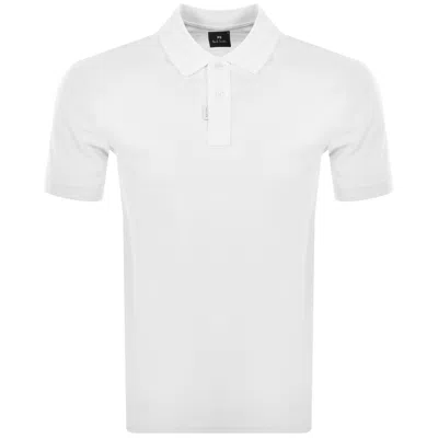 Paul Smith Short Sleeved Polo T Shirt White In Metallic
