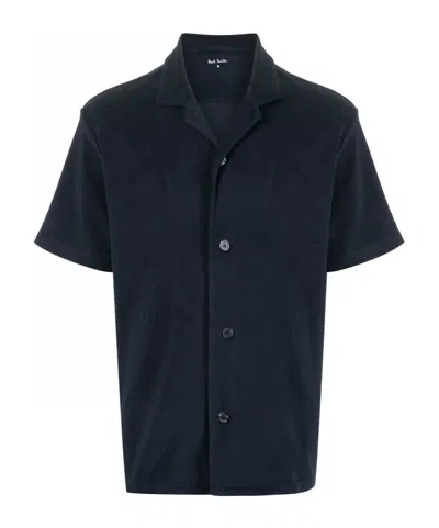 Paul Smith Short Sleeved Toweling Striped Shirt In Black