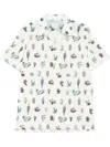 Paul Smith Cactus Print Cotton Shirt In White