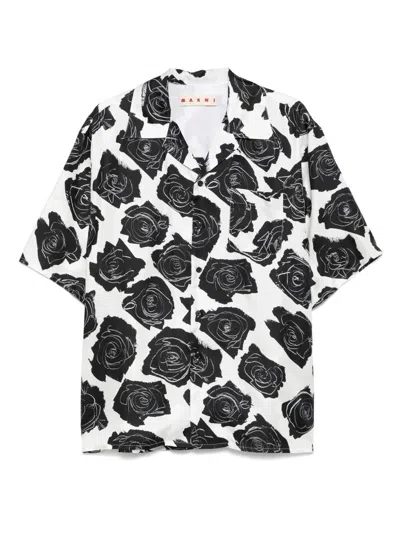 Marni Pocket Floral Short Sleeves Shirt In Multi