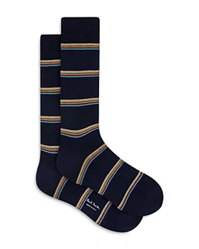 Paul Smith Signature Block Stripe Crew Socks In Black