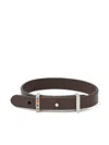 Paul Smith Adjustable Leather Strap Bracelet With Metal Buckle In Brown