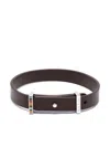 Paul Smith Adjustable Leather Strap Bracelet With Metal Buckle In Brown
