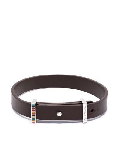 PAUL SMITH SIGNATURE-BUCKLE LEATHER BRACELET