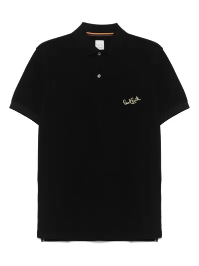 Paul Smith Signature-logo Polo Shirt In Black