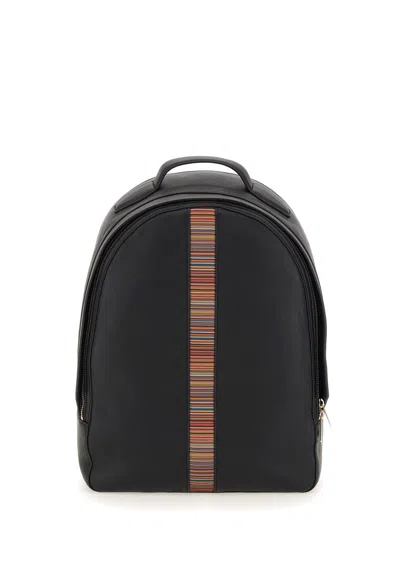 Paul Smith Signature Stripe Backpack In Black