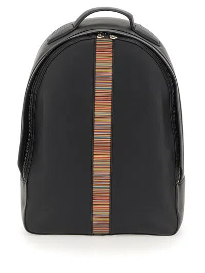 Paul Smith Signature Stripe Backpack In Black