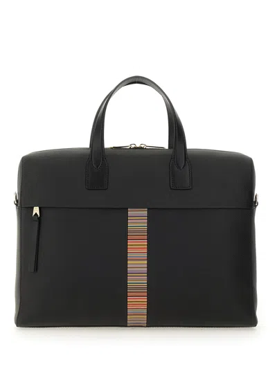 Paul Smith "signature Stripe" Bag In Black