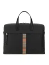 Paul Smith Leather Signature Stripe Briefcase In Black