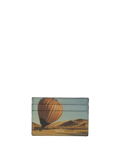 Paul Smith Signature Stripe Balloon-print Leather Cardholder In Multicolour