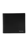 Paul Smith Signature Stripe Balloon Leather Wallet In Black