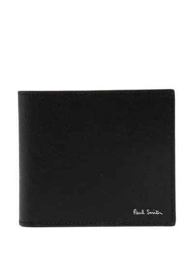 Paul Smith Signature Stripe Balloon Leather Wallet In Black
