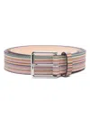 Paul Smith Striped Buckle Belt In Pink