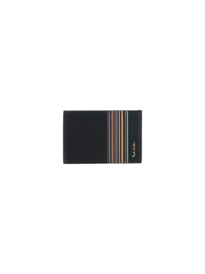 Paul Smith Signature Stripe Block Card Holder In Black
