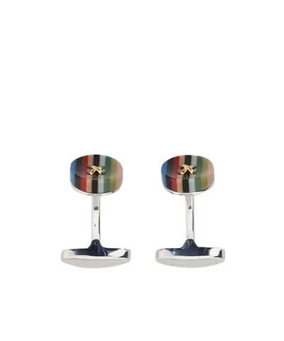 Paul Smith Signature Stripe Button Cufflinks In Multicolor