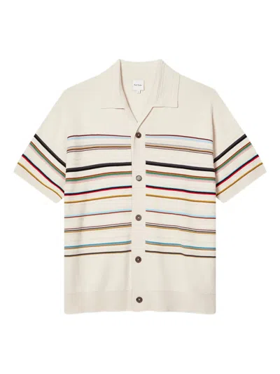 Paul Smith Signature Stripe Buttoned Knitted Shirt In Neutral