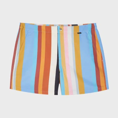 Paul Smith 'signature Stripe' Buttoned Swim Shorts Multicolour