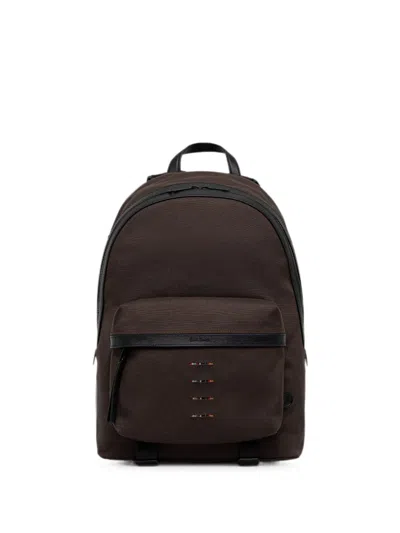 Paul Smith Signature Stripe Canvas Backpack In Brown