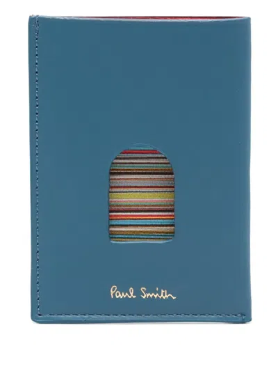 Paul Smith Signature Stripe Card Holder In Blue