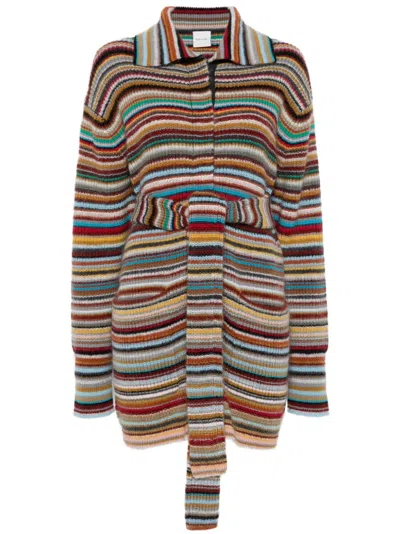 Paul Smith Over Robe Cardigan Stripes Multicolor In Tan