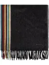 Paul Smith Signature Stripe Cashmere Scarf In Black