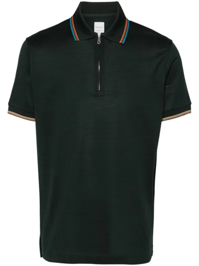 Paul Smith Signature Stripe Cotton Polo Shirt In Black