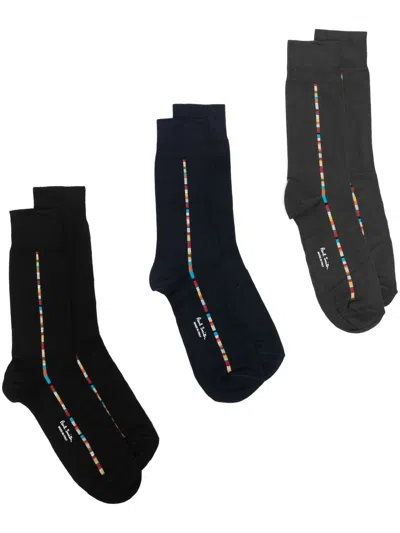 Paul Smith Signature Stripe Cotton Socks 3pack In Multi
