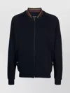 Paul Smith Cotton Sweatshirt With Zip And Baseball Collar In Black