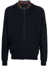 Paul Smith Cotton Sweatshirt With Zip And Baseball Collar In Black