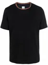 Paul Smith Stripe-trim Organic Cotton T-shirt In Black