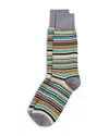 Paul Smith Horizontal Stripe Pattern Ribbed Edge Socks In Gray Multi