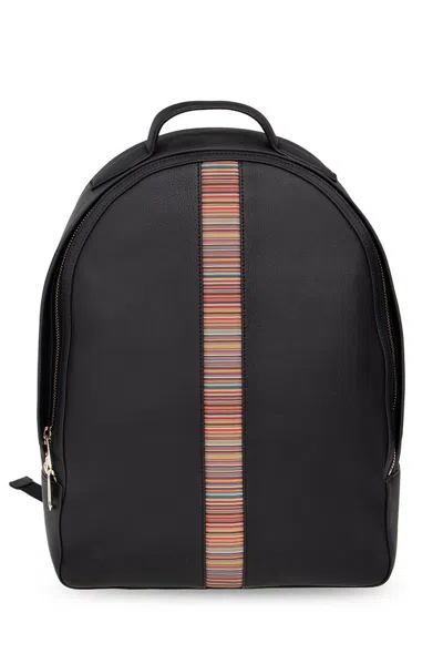 Paul Smith Signature Stripe Detailed Backpack In Black