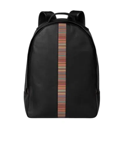 Paul Smith Signature Stripe Detailed Backpack In Black