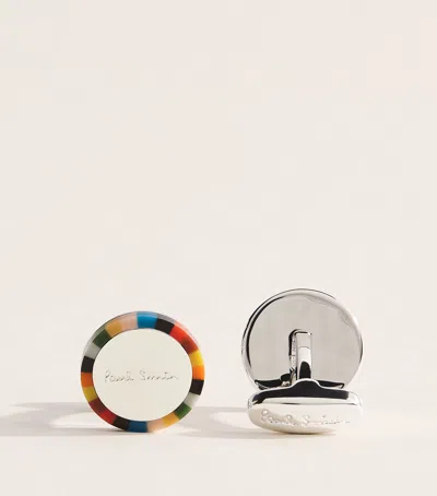 Paul Smith Signature Stripe Edge Cufflinks In Silver