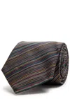 Paul Smith Signature Stripe Embroidered Tie In Multi
