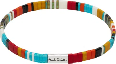 Paul Smith 'signature Stripe' Flat Bead Bracelet In Multi