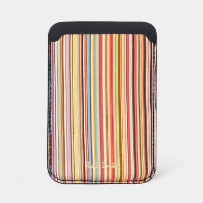 PAUL SMITH 'SIGNATURE STRIPE' IPHONE MAGSAFE LEATHER CREDIT CARD CASE MULTICOLOUR